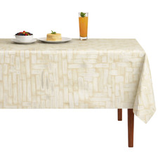 Ivory Basketweave Jacquard Wedding Tablecloth Catch Polyester Dining Cover