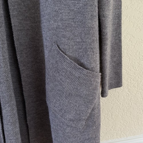 Cocogio Open Front Cardigan Sweater Womens Size Large Gray Pockets Wool Blend - Picture 5 of 13