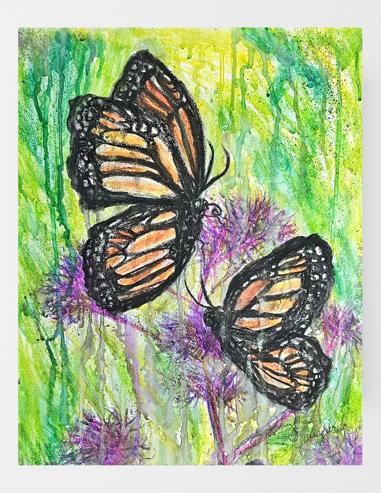 GUAJARDO Original Drip Colorido Traça 14X17 Papel Fine Art Arte Arte Assinada - Imagem 4 de 4