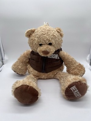 Hershey's Chocolate Teddy Bear Brown Puffer Zipper Vest Plush Stuffed Toy 14 