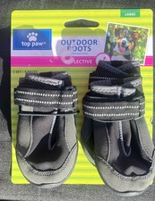 NEW Top Paw Gray Reflective Protective Dog Outdoor Rain/Snow Boots Size LARGE
