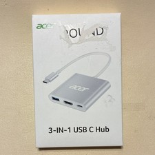 Acer 3-IN-1 USB C Hub Aluminum Shell USB-C HDMI USB 3.0 Adapter Silver