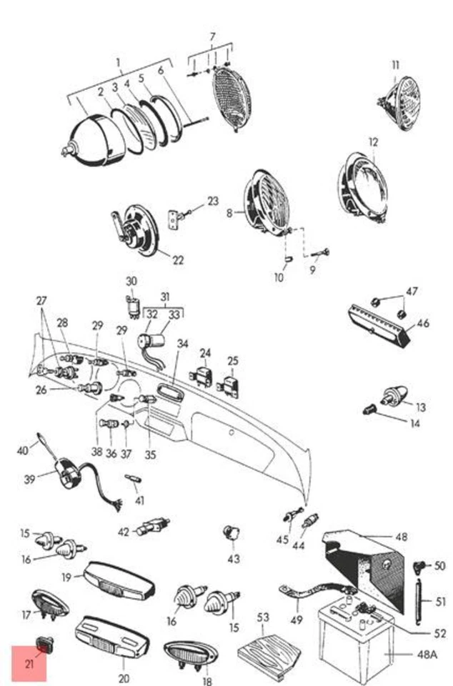 Genuine PORSCHE 356 356A 356B 356C Rear Light Reflector Left=Right 64473150100 - Изображение 2 из 4