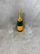 RARE 6 Veuve Clicquot L'authentic Vintage Glass Flutes Made in France