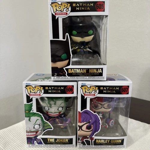 🔥🔥🔥 Funko POP! Batman Ninja Heroes, 3-Set Batman, The Joker Harley Quinn NEW