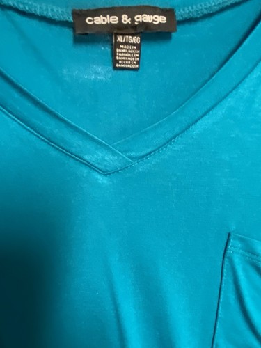 T-shirt blusa donna verde turchese Cable & Gauge taglia XL - Foto 5 di 7