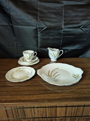 royal abert yellow corn 6 teiliges Set Trio, Kuchenteller Beilagenteller Kanne 