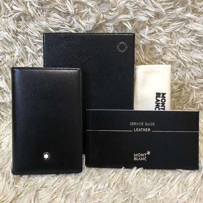 Montblanc Black Leather Card Holder Wallet Cowhide Men Authentic New Fullbox