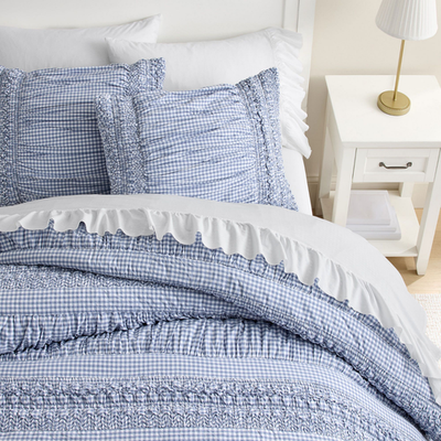 Best Seller Pottery Barn Teen Nantucket Gingham Quilt Chambray