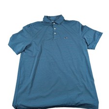 Vineyard Vines Performance Mens Blue Striped Short Sleeve Polo Shirt Size M