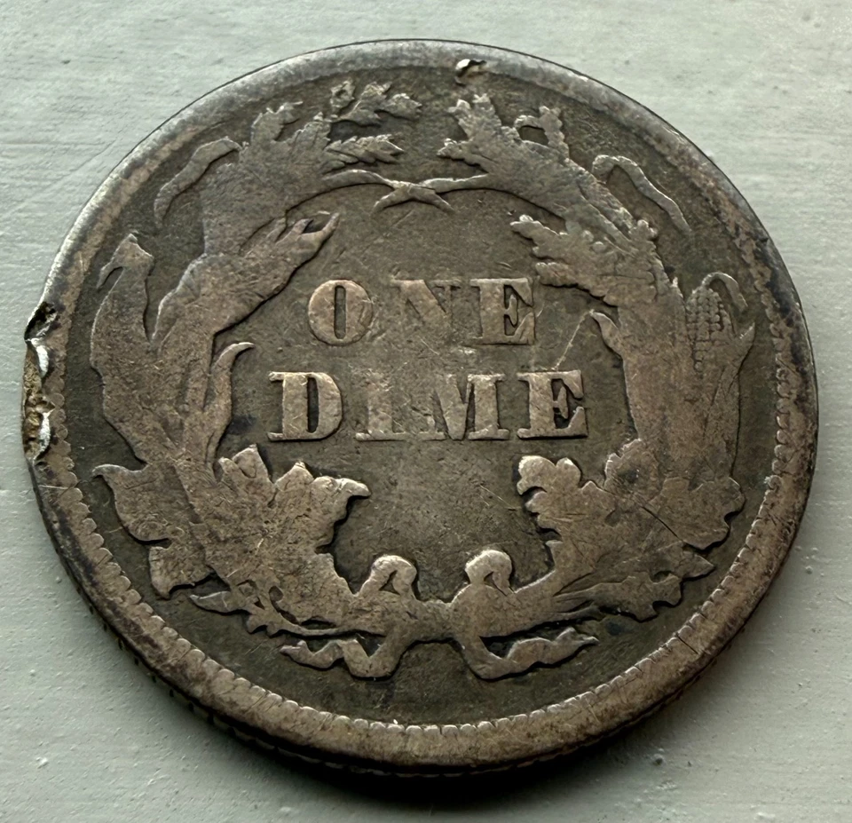 Moeda de 1875 Seated Liberty prata ~ (F) Bom Estado ~ 150 anos histórica - Imagem 2 de 3