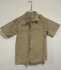 Boy Scouts of America BSA Youth Uniform Shirt Tan Large 14/16 Short Sleeve