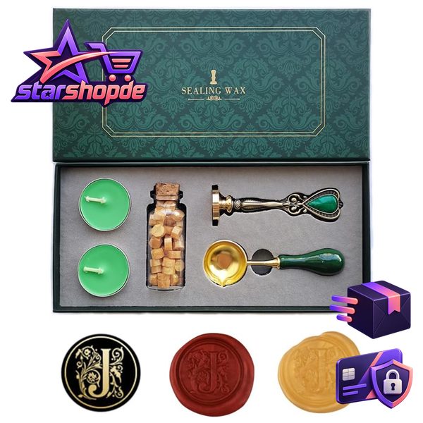 Buchstaben J Stempelset Wachssiegel Vintage Geschenkbox FüR Einladungen Karten-image