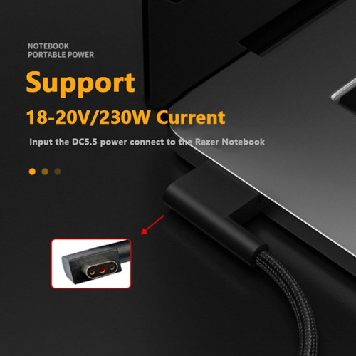 230W DC Slim Square to 3Pin Laptop Power Cable Plug Adapter Converter for Razer - Photo 10/11