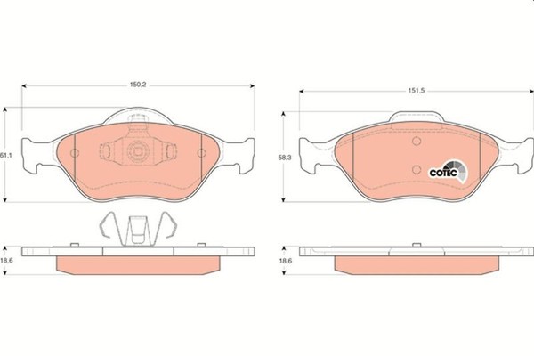 TRW GDB1419 Bremsbelagsatz, Scheibenbremse FüR Ford Mazda-image