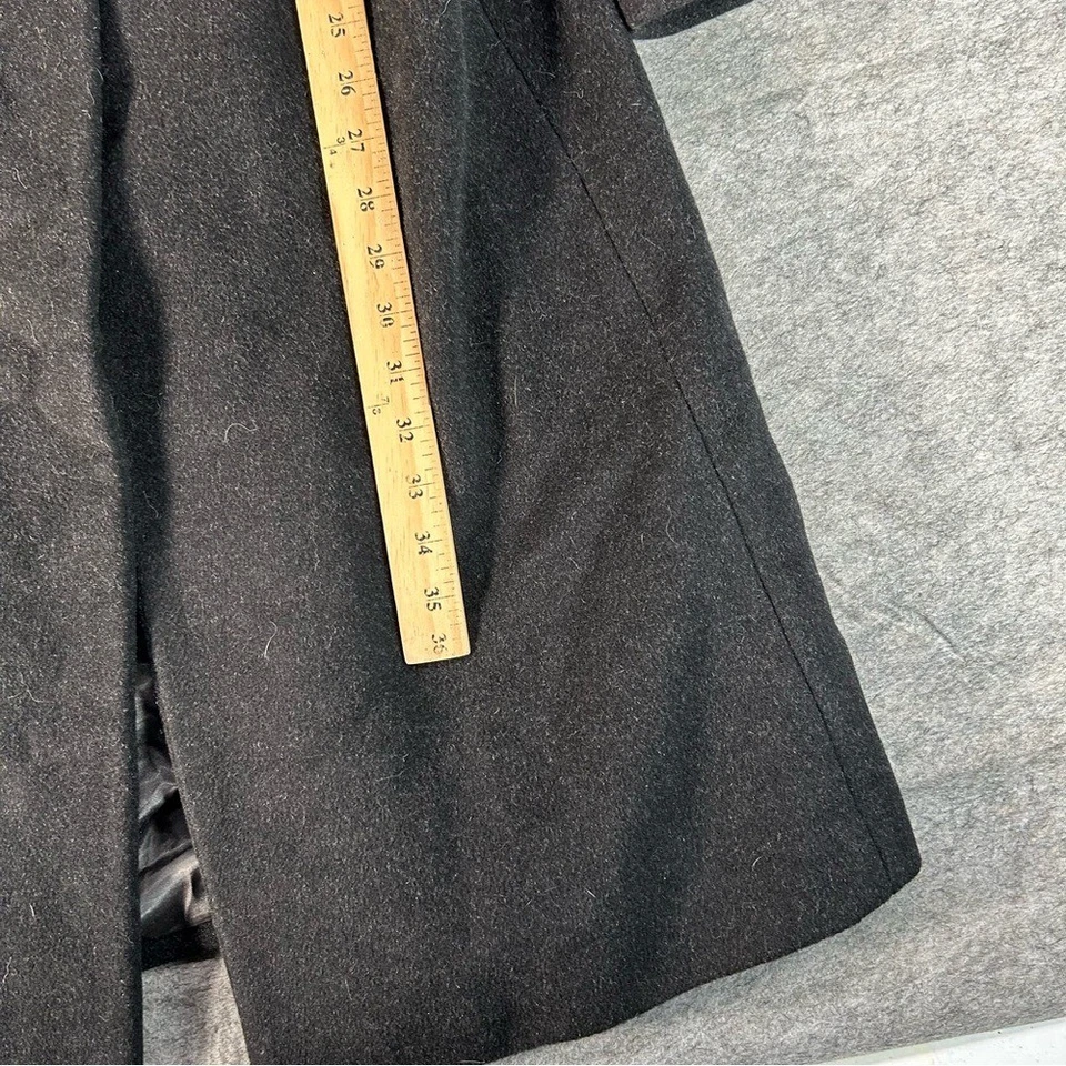 J. Crew Topcoat Mens Medium Black Wool Overcoat Trench Business Casual Pea - Image 4 of 4