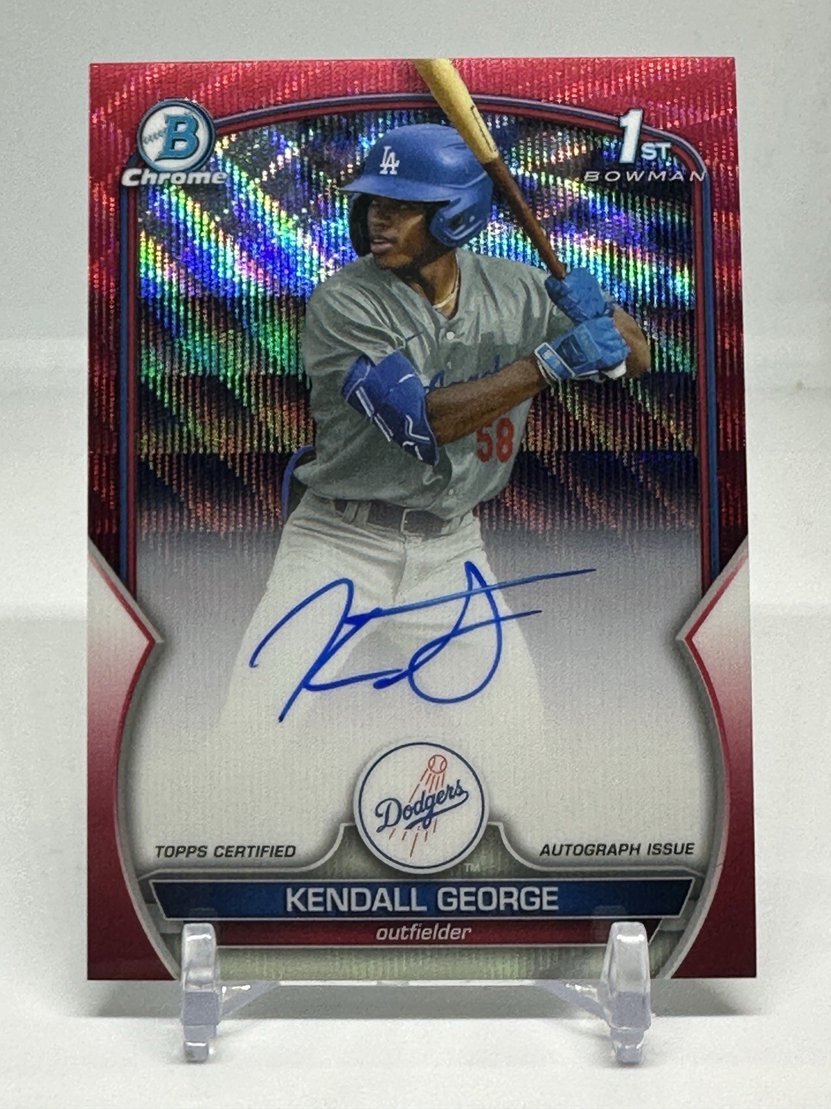 2023 Bowman Draft Kendall George Chrome Auto Red Wave Refractor 1st #/5