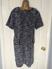 Roman Blue Knit Knee Length Dress Size 20 Short Sleeve Textured Warm Work Dress
