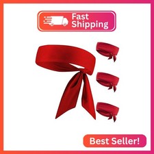 Red Head Tie Headband, Tie Up Sweatband for Tennis Sweat Hair Band Ninja Karate