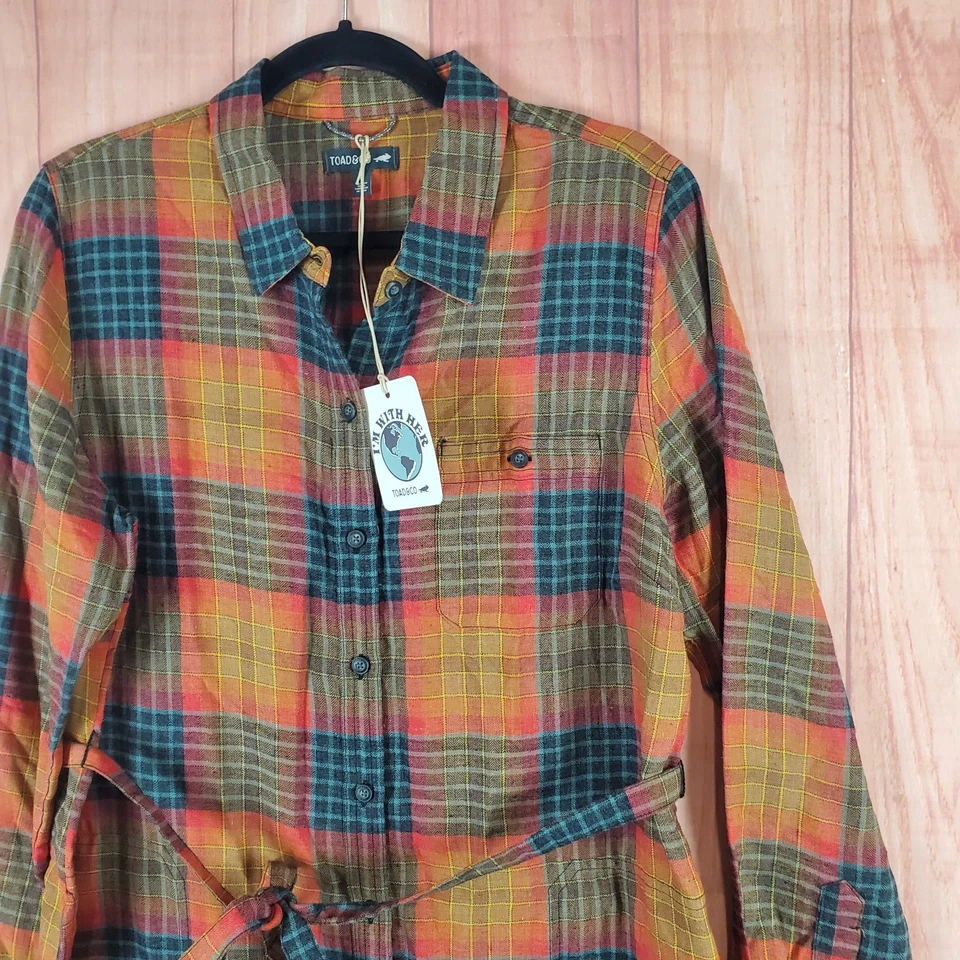 Camisa Toad&Co Re-Form Franela Mujer Grande Cedro Ombre Cuadros Mangas Largas Foto 2 de 4