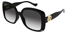 New Gucci Women Round Sunglasses GG1029SA 005 Black /Grey Gradient Lens 57mm