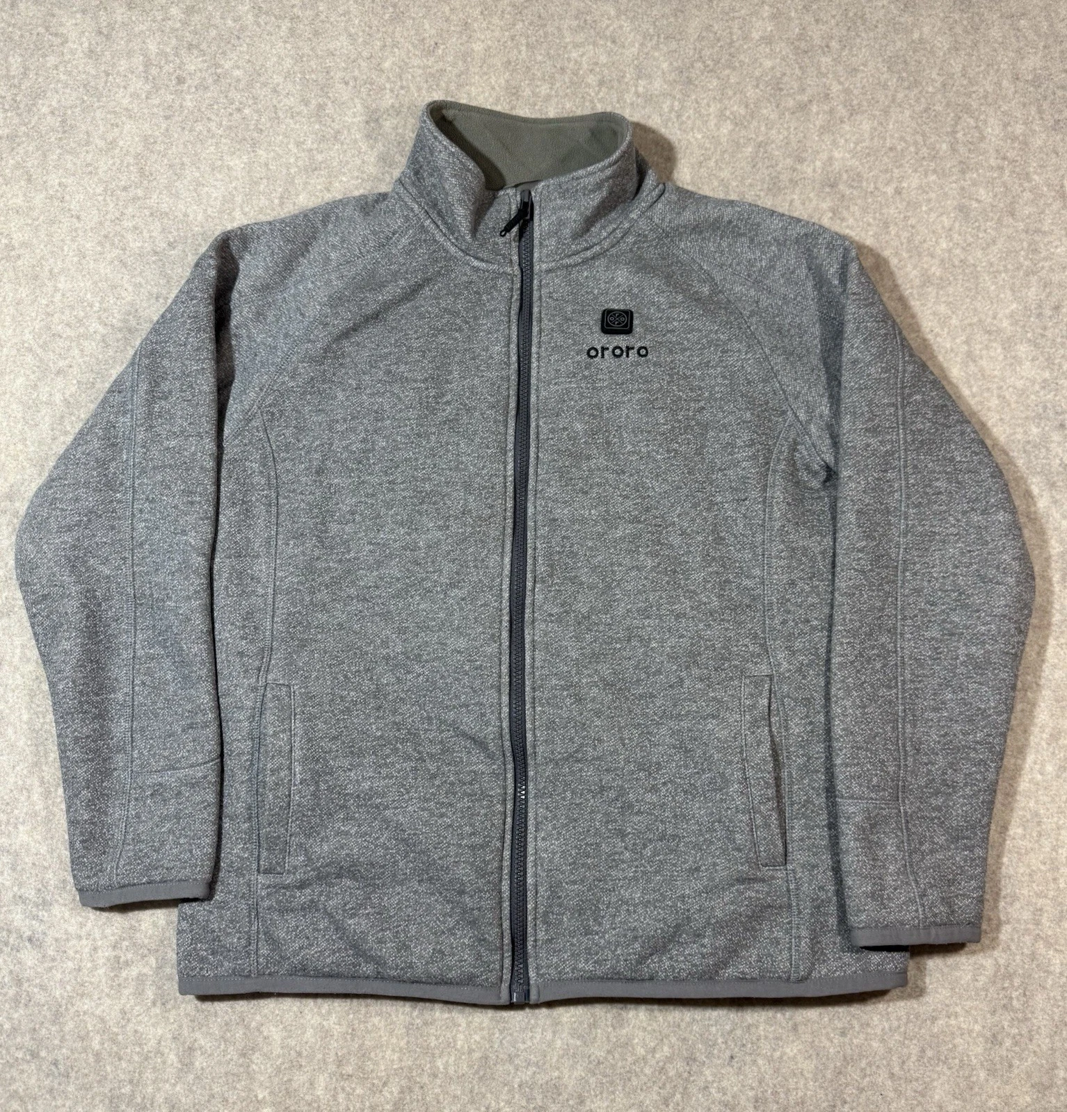 Ororo Jacket Mens Medium Gray Heated Full Zip Outdoors Hiking Fleece Coat