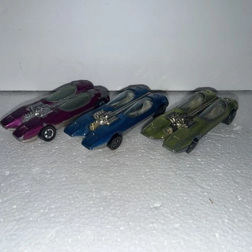 Hot Wheels Redline Splittin Image 1968 2 Cars, Blue & Antifreeze, 1 25th Ann