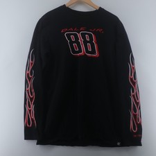 Chase Authentics Dale Jr 88 Mens L Black Long Sleeve Flame Graphic Tee Good