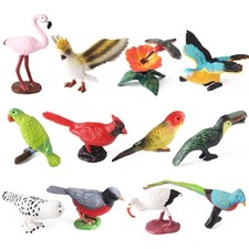 Animal Model Figure Life Like Bird Set of 12 Kids Room Decors Collectible Toy
