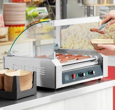 24 Hot Dog Roller Grill 9 Rollers Glass Guard Comercial Parrilla Hot Dogs