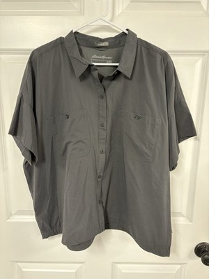 Eddie Bauer First Ascent Shirt Men's 2XL Gray Short Sleeve Button Down