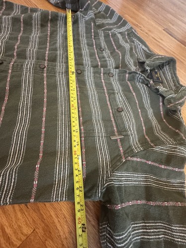 Woolrich Vintage Mens Button Down Shirt Olive Green Embroidered SZ L - Picture 7 of 10