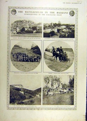 Alter antiker Druck 1916 Schlachtfeld Balkan Athen Bukarest Rumänien Ww1 20.