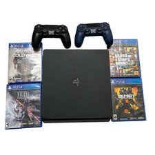 Sony PS4 Slim 1TB Console Bundle w/ 2 Controllers 4 Games