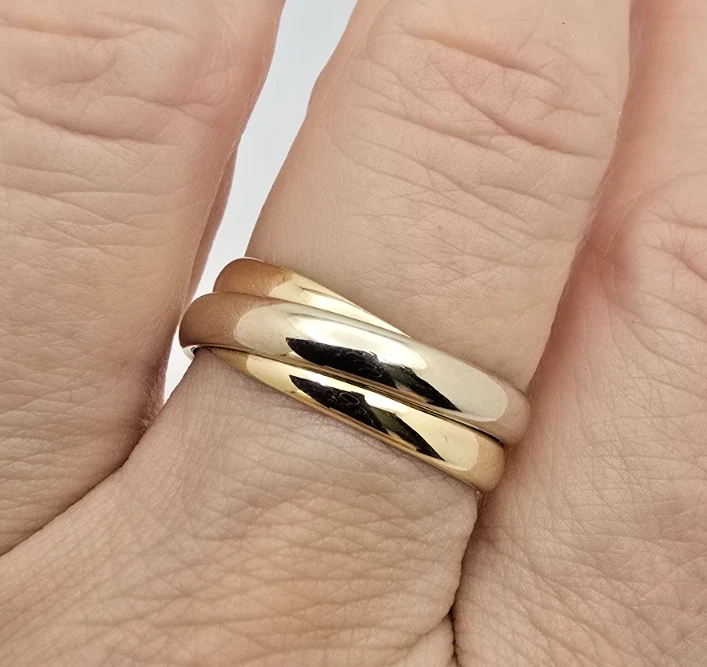Anillo MILOR Oro Blanco/Amarillo 14k Doble Banda, Talla 8,75 Foto 4 de 4