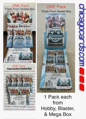 3pk Lot 2025 Bowman Chrome University HOBBY Blaster Mega Pack Look4 Mendoza AUTO