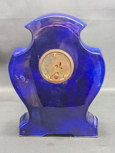 Antique Porcelain Cobalt Mantle Clock Winnepeg Style Gilt Mechanical Need Repair - Picture 5 of 12