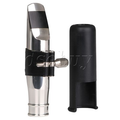 Silver Plating Tenor Sax Mouthpiece 6# Clamp Cap Set for Music Lover with Bag