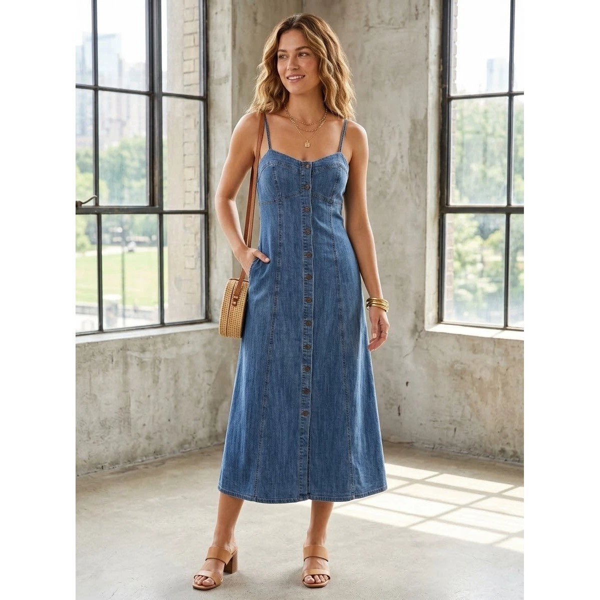 Denim Maxi Dresses for Women for sale