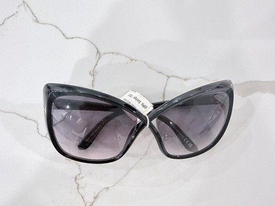 Tom Ford FT0943 Butterfly Sunglasses Women Black Crossover Frame Purple Lens