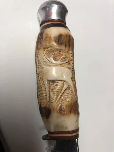 Cuchillo de caza ROSTFREIL *VINTAGE* (cuerno tallador) - SOLINGEN ALEMANIA (HERMOSO) Foto 2 de 4