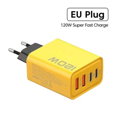 4 Port USB C PD Charger 120W Quick Charge 3.0 Fast Wall Adapter iPhone Samsung
