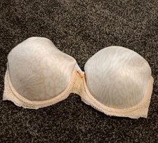 Victoria's Secret Pink Peach Ivory Strapless Underwire Bra With Lace Size 34C