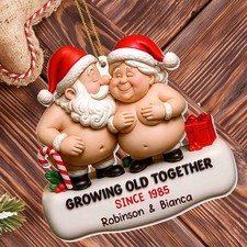 Growing Old Together Santa Claus And Holiday Cheer Personalized Acrylic Ornament