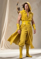 Mens Burgundy Medieval Hooded Surcoat Cloak Sleeveless Festival Costume Cape Top