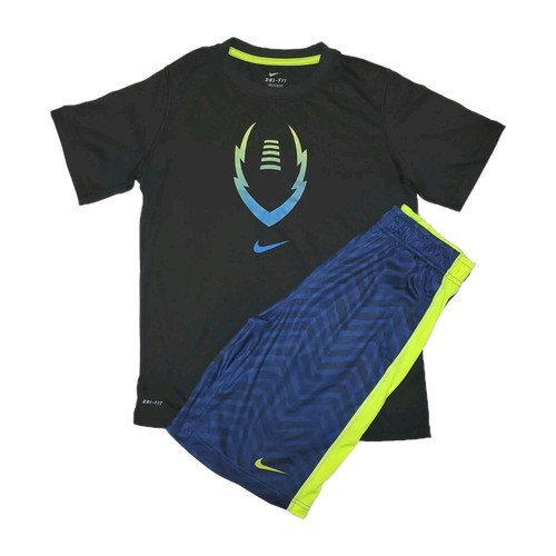 Nike Dri-fit Youth Medium Blue Athletic Shorts & Football Dri-fi Tshirt Set - Picture 2 of 8