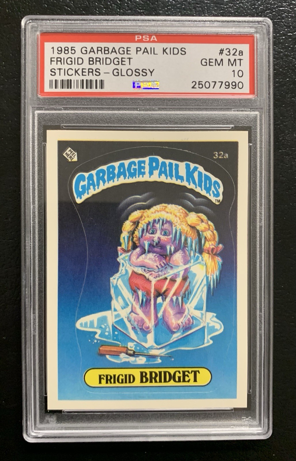 1985 Garbage Pail Kids Frigid Bridget 32a PSA 10 GEM MINT-RARE GLOSSY CARD!! TWT