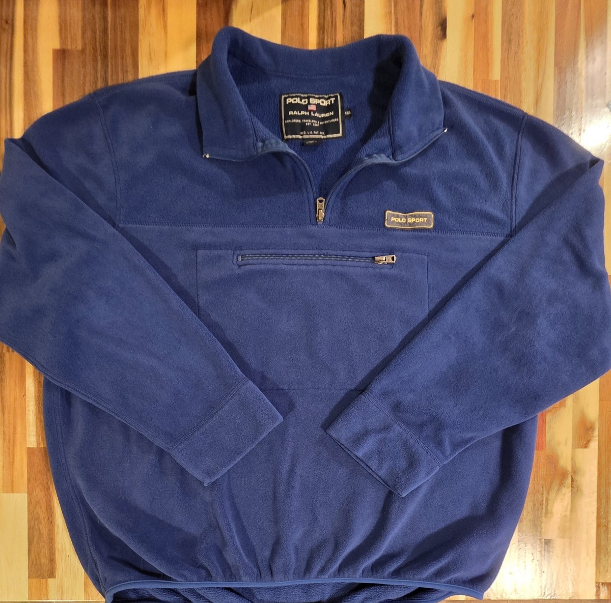 VINTAGE Polo Sport Jacket Mens XXL Blue Fleece Quarter Zip Pullover Ralph  Lauren