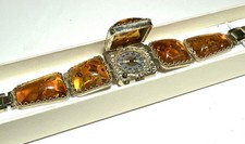 GORGEOUS VINTAGE 17K-RUSSSR BALTIC AMBER GOLD FILIGREE CHAIKA WATCH