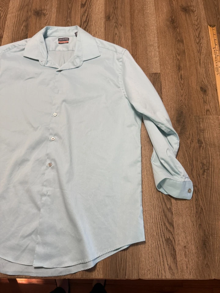 Van Heusen Shirt, Men's XL, 17-17.5, 32/33, Green, Button Up, Short Sleeve - Image 4 of 4